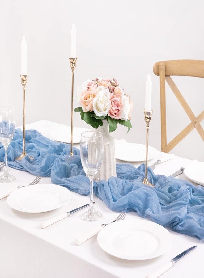 MLMC 3 Pack Dusty Blue Table Runner 10ft Boho Gauze Cheesecloth Valentines Table Runner Bulk 35x120 Inches Rustic Cheese Cloth Decor for Wedding Bridal Shower Baby Shower Party Decor - Image 3